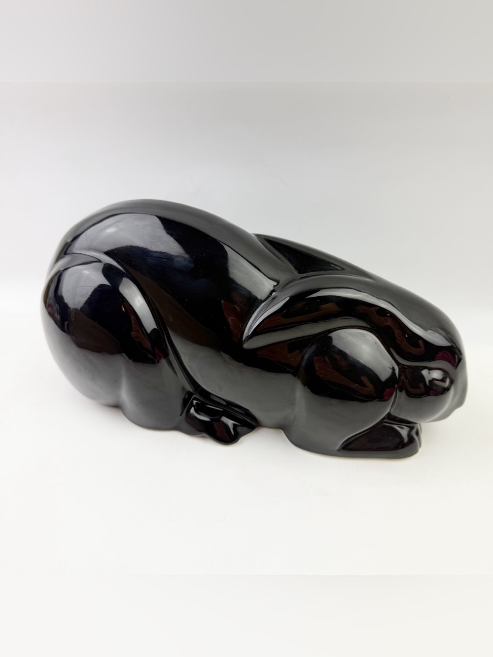 Mikasa Art Deco Revival Black Porcelain Bunny Rabbit Sculpture Figurine Japan